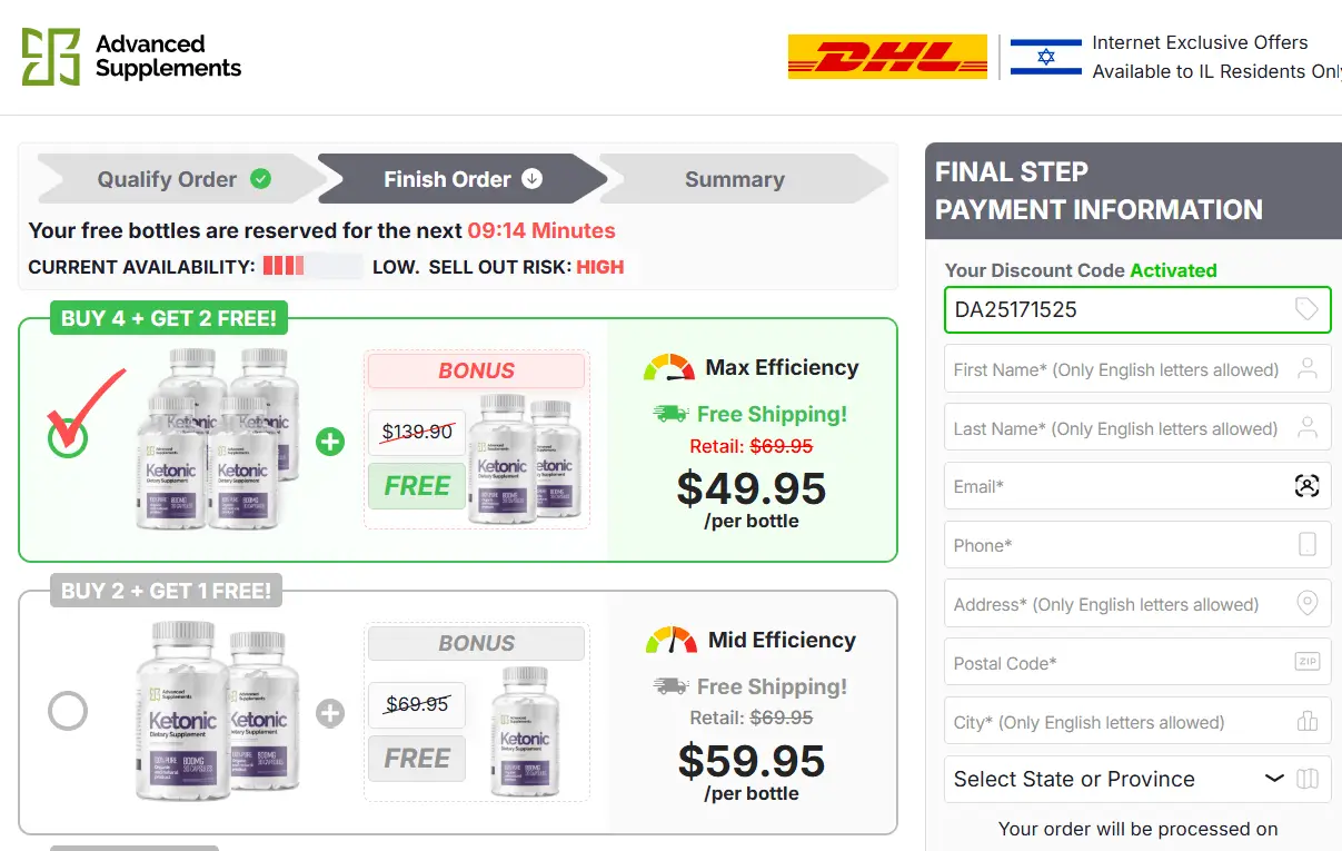 Ketonic Keto Capsules Israel Order Page